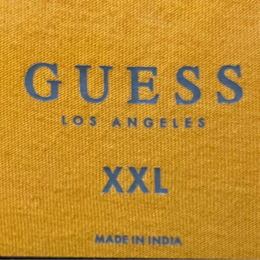 GUESS Men’s Yellow, Black & Gray Colorblock Logo Tee - Picture 2 of 5